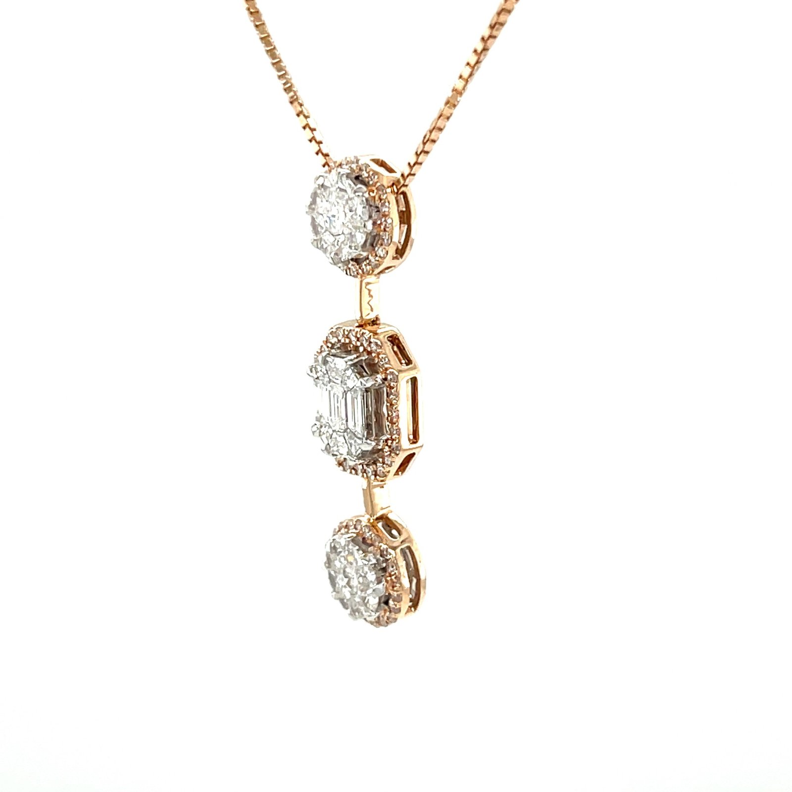 Elegant Three-Tiered Diamond Pendant in Rose Gold